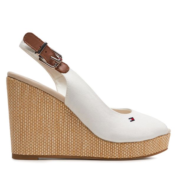 Tommy Hilfiger Sandali Tommy Hilfiger Iconic Elena Sling Back Wedge FW0FW04789 Écru