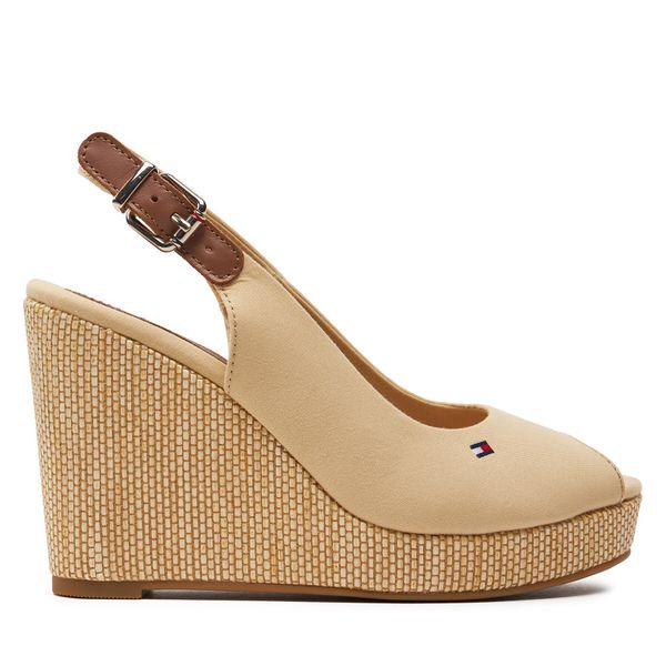 Tommy Hilfiger Sandali Tommy Hilfiger Iconic Elena Sling Back Wedge FW0FW04789 Harvest Wheat ACR