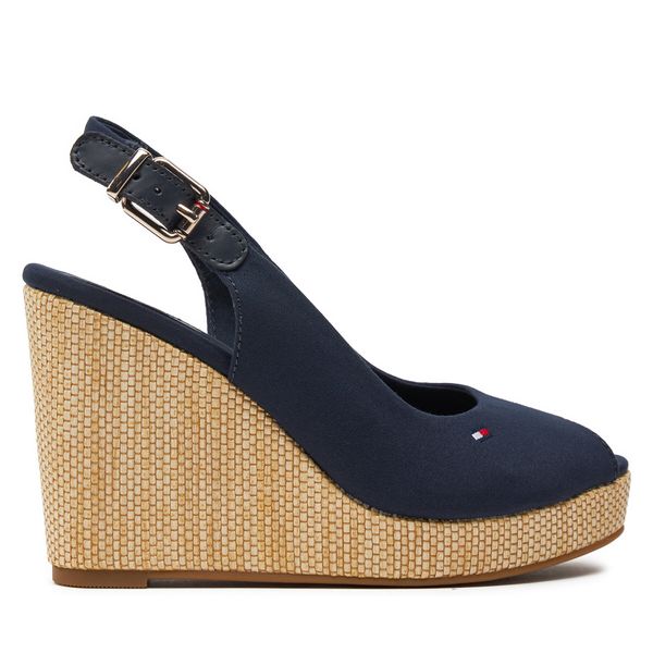 Tommy Hilfiger Sandali Tommy Hilfiger Iconic Elena Sling Back Wedge FW0FW04789 Mornarsko modra