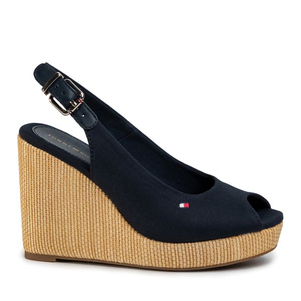 Tommy Hilfiger Sandali Tommy Hilfiger Iconic Elena Sling Back Wedge FW0FW04789 Mornarsko modra