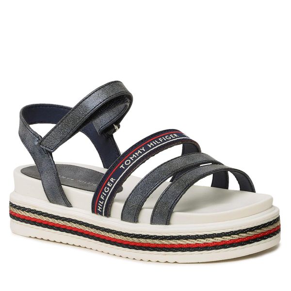 Tommy Hilfiger Sandali Tommy Hilfiger Platform Velcro Sandal T3A2-32763-0568 M Mornarsko modra