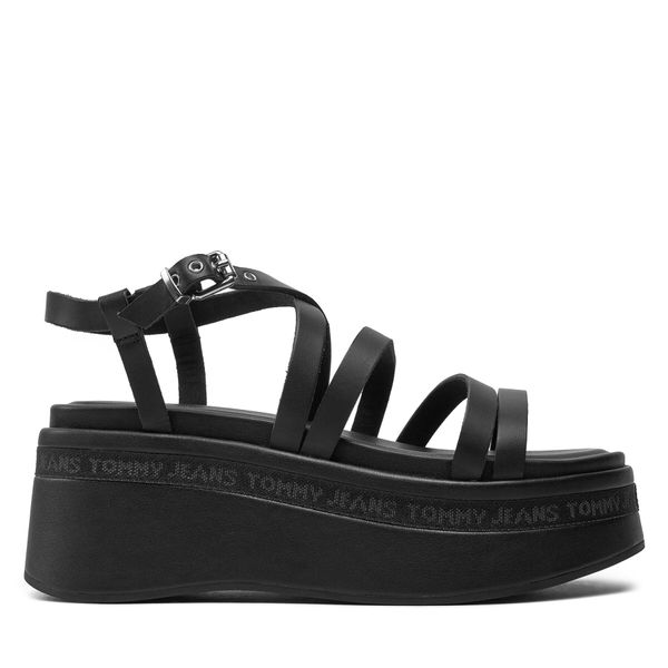 Tommy Jeans Sandali Tommy Jeans Tjw Strappy Wedge Sandal EN0EN02516 Črna