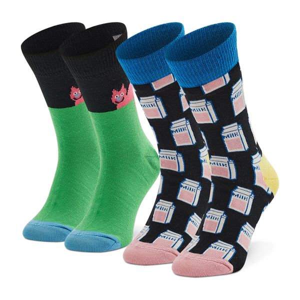 Happy Socks Set 2 parov otroških visokih nogavic Happy Socks KCAT02-9300 Pisana