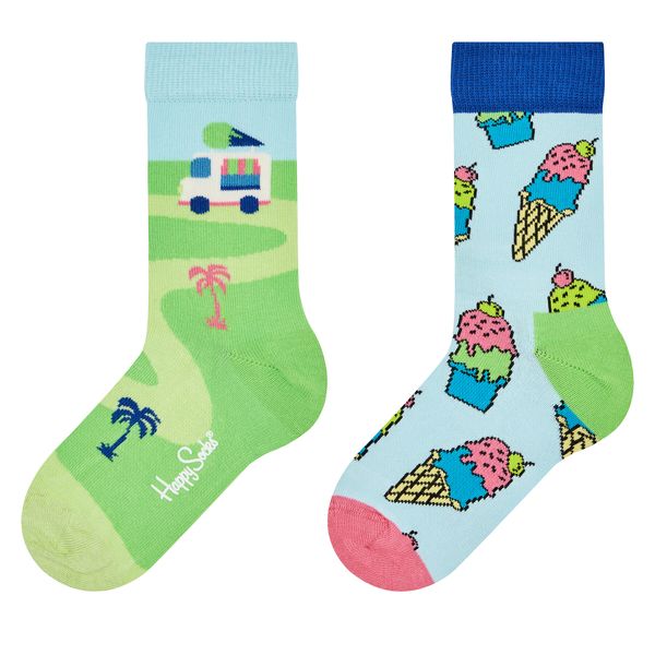 Happy Socks Set 2 parov otroških visokih nogavic Happy Socks KICE02-6000 Pisana