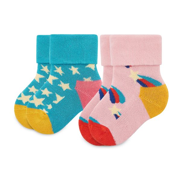 Happy Socks Set 2 parov otroških visokih nogavic Happy Socks KSST45-6300 Pisana