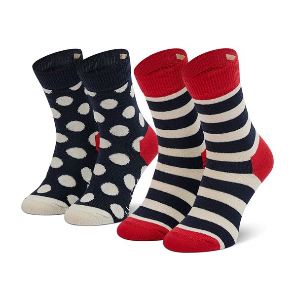 Happy Socks Set 2 parov otroških visokih nogavic Happy Socks KSTR02-4000 Mornarsko modra