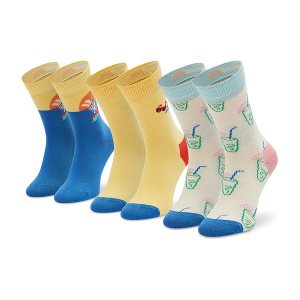 Happy Socks Set 3 parov otroških visokih nogavic Happy Socks XKTRA08-2000 Modra