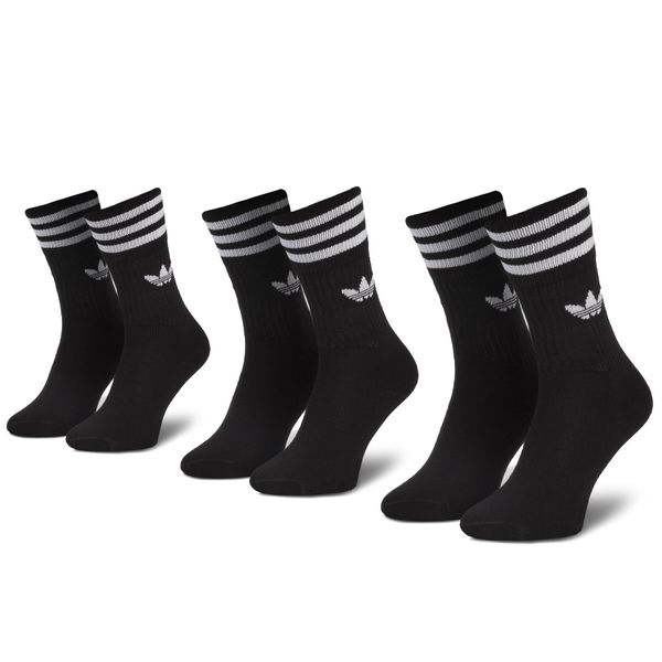 adidas Set 3 parov unisex visokih nogavic adidas Solid Crew Sock S21490 Črna