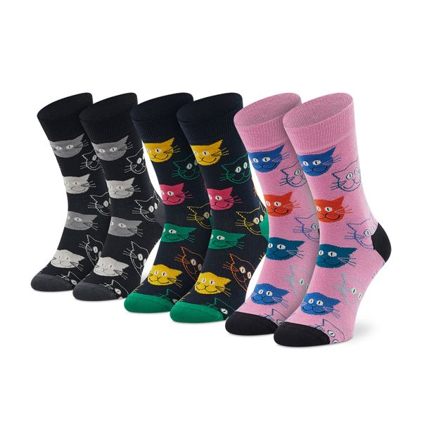 Happy Socks Set 3 parov unisex visokih nogavic Happy Socks XMJA08-0150 Črna
