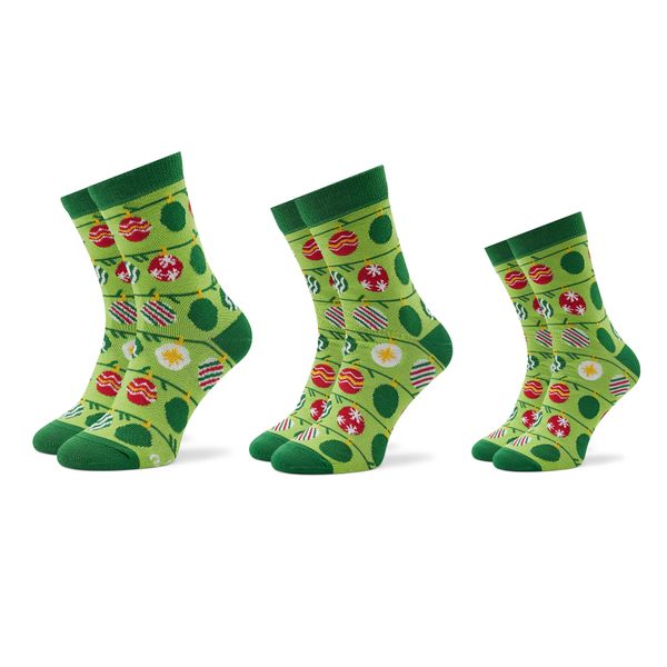Rainbow Socks Set 3 parov unisex visokih nogavic Rainbow Socks Xmas Balls Zelena