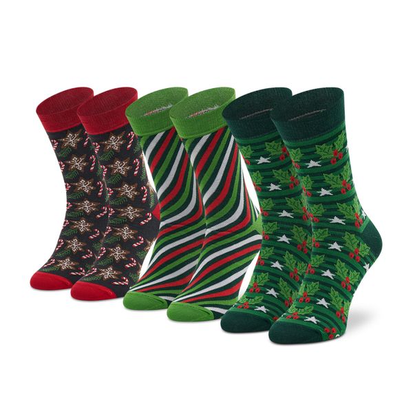 Rainbow Socks Set 3 parov unisex visokih nogavic Rainbow Socks Xmas Socks Box Stripes Pak 3 Zelena