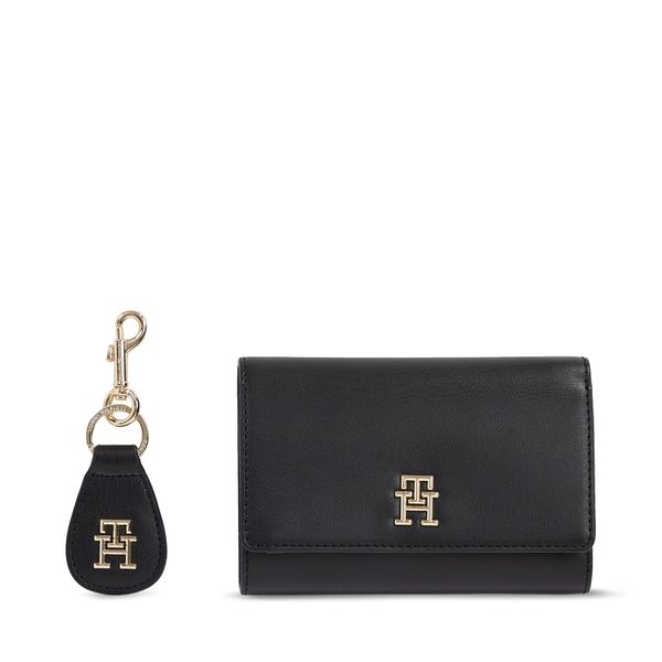 Tommy Hilfiger Set denarnica in obesek za ključe Tommy Hilfiger Med Flap Wallet W Keyfob AW0AW15663BDS Black BDS