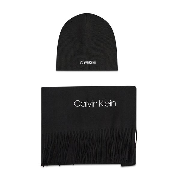 Calvin Klein Set šal + kapa Calvin Klein Basic Wool Beanie+Scarf K50K507552 Črna