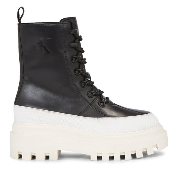 Calvin Klein Jeans Škornji Calvin Klein Jeans Flatform Lace Up Boot Lth YW0YW01110 Črna