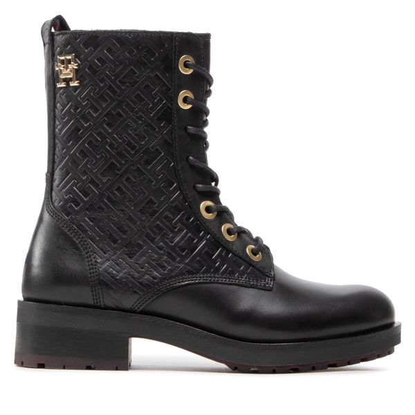 Tommy Hilfiger Škornji Tommy Hilfiger Th Monogram Biker Boot FW0FW06817 Črna