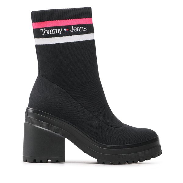 Tommy Jeans Škornji Tommy Jeans Knitted Boot EN0EN02061 Črna