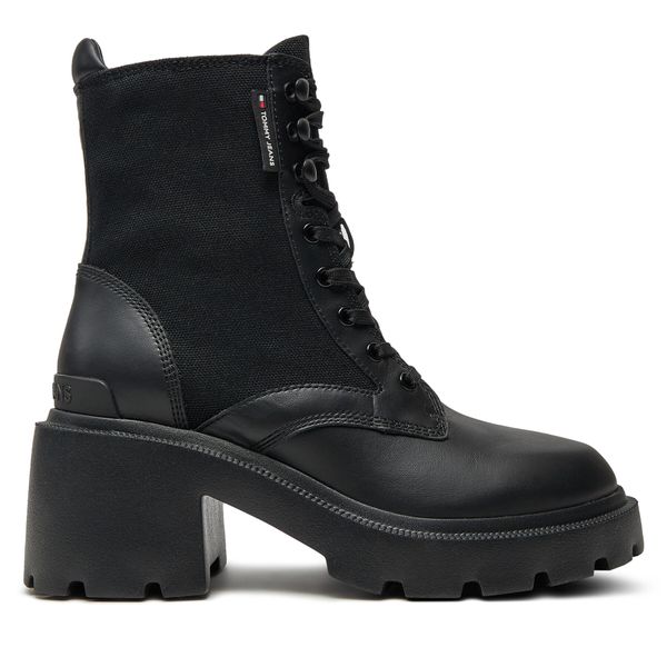 Tommy Jeans Škornji Tommy Jeans Tjw Mid Heel Boot Mix Media EN0EN02556 Črna