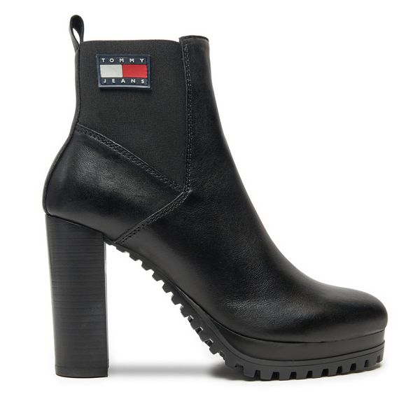 Tommy Jeans Škornji Tommy Jeans Tjw New Ess High Heel Boot EN0EN02439 Črna