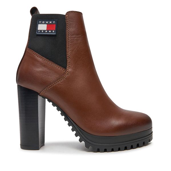 Tommy Jeans Škornji Tommy Jeans Tjw New Ess High Heel Boot EN0EN02439 Rjava