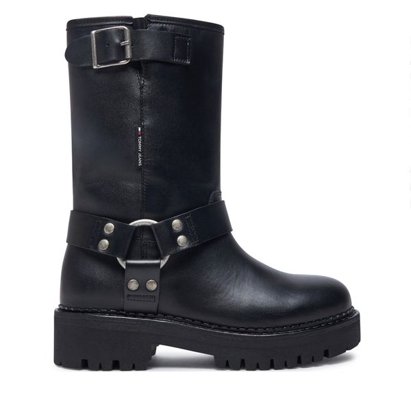 Tommy Jeans Škornji Tommy Jeans Tjw Urban Biker Boot Leather EN0EN02728 Črna