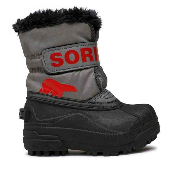 Sorel Škornji za sneg Sorel Childrens Snow Commander NC1960-052 Quarry/Cherrybomb