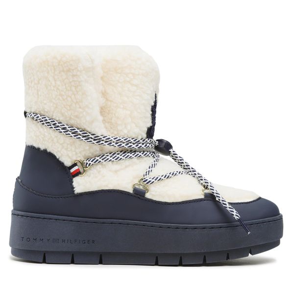 Tommy Hilfiger Škornji za sneg Tommy Hilfiger Th Faux Fur Snow Bootie FW0FW06850 Écru