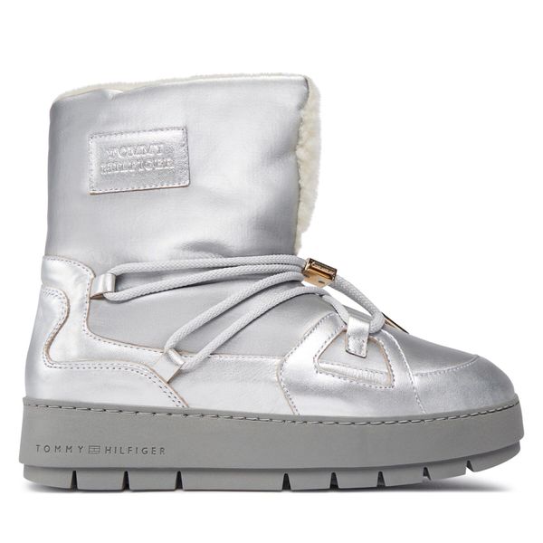 Tommy Hilfiger Škornji za sneg Tommy Hilfiger Tommy Essential Silver Snowboot FW0FW07506 Siva