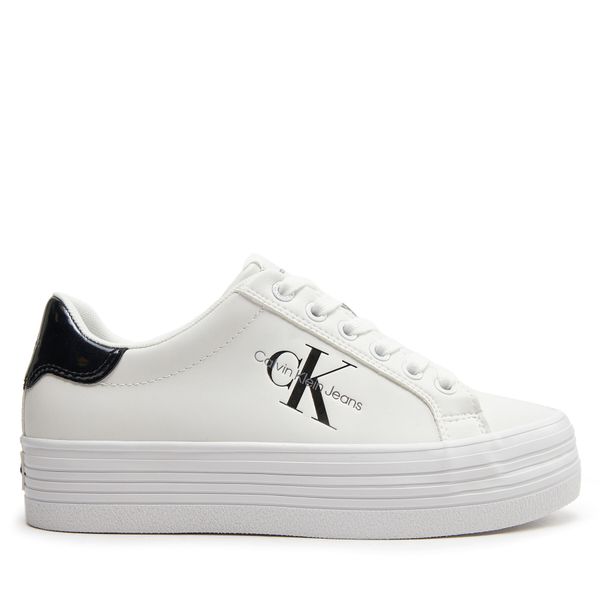 Calvin Klein Jeans Superge Calvin Klein Jeans Bold Vulc Flatf Lace Lth Met YW0YW01393 Bright White/Black 01W