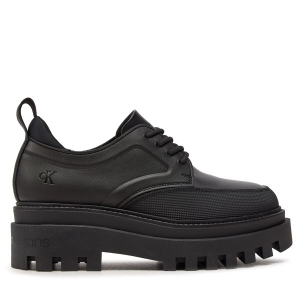 Calvin Klein Jeans Superge Calvin Klein Jeans Flatform Laceup Derby Mg Mtl YW0YW01502 Črna