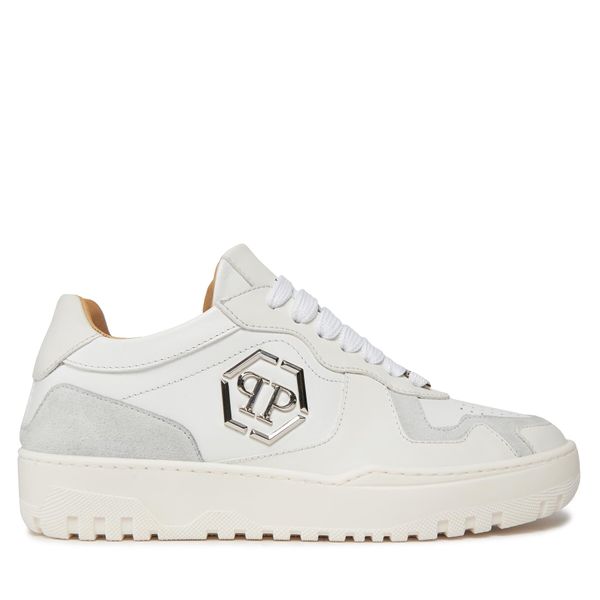 PHILIPP PLEIN Superge PHILIPP PLEIN Mix Leather Lo Top Sneakers SADS USC0545 PLE010N 01 Bela