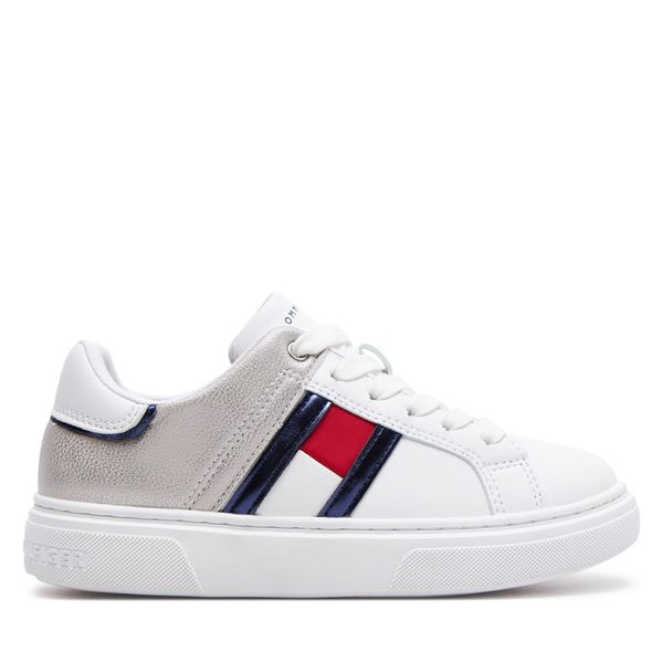 Tommy Hilfiger Superge Tommy Hilfiger Flag Low Cut Lace-Up Sneaker T3A9-33201-1355 M White/Silver X025