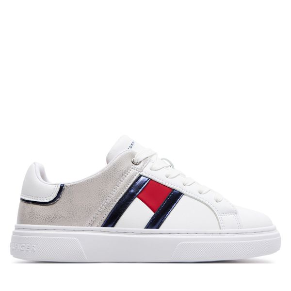 Tommy Hilfiger Superge Tommy Hilfiger Flag Low Cut Lace-Up Sneaker T3A9-33201-1355 S White/Silver X025