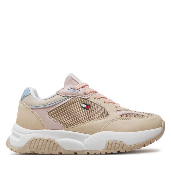 Tommy Hilfiger Superge Tommy Hilfiger Low Cut Lace-Up Sneaker T3A9-33218-1696 Beige/Pink A575