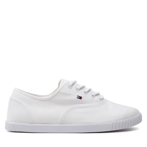 Tommy Hilfiger Tenis superge Tommy Hilfiger Canvas Lace Up Sneaker FW0FW07805 Bela