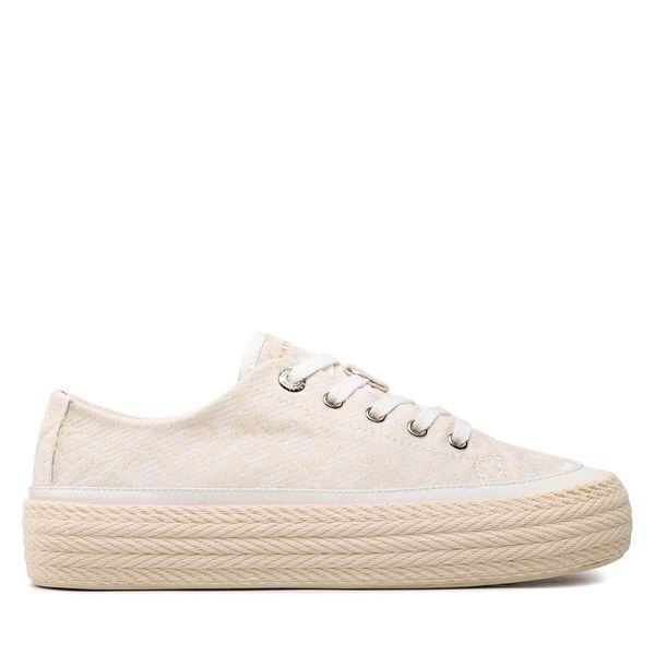 Tommy Hilfiger Tenis superge Tommy Hilfiger Vulc Rope Monogram White Denim FW0FW07254 Bež