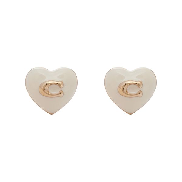 Coach Uhani Coach Enamel Heart Stud Earrings 37479226GLD100 Srebrna