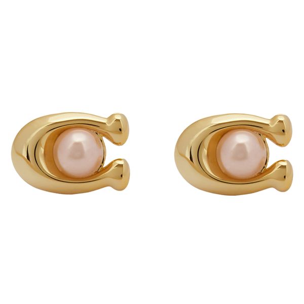 Coach Uhani Coach Pearl Signature C Stud Earrings 37341922GLD651 Zlata