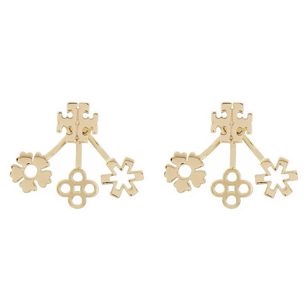 Tory Burch Uhani Tory Burch Kira Clover Front-Back Earring 160178 Zlata