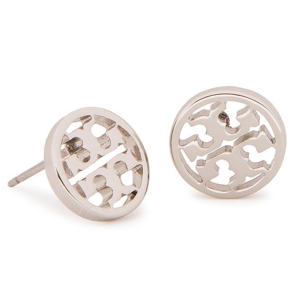 Tory Burch Uhani Tory Burch Logo Circle Stud Earring 11165518 Srebrna