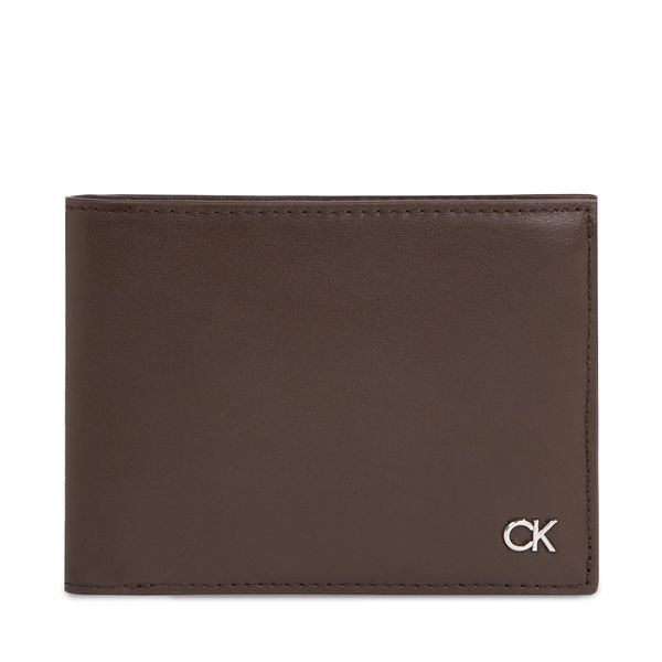 Calvin Klein Velika moška denarnica Calvin Klein Metal Ck K50K511689 Dark Brown Slg BAW