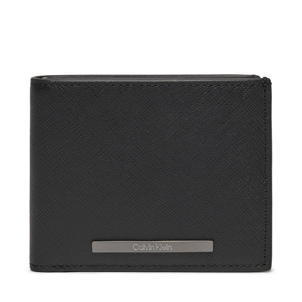 Calvin Klein Velika moška denarnica Calvin Klein Modern Bar Bifold 5Cc W/Coin K50K511675 Ck Black Saffiano BEH