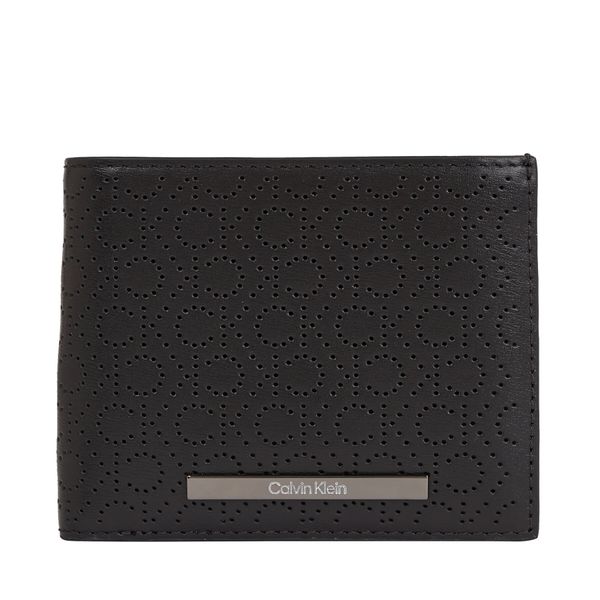 Calvin Klein Velika moška denarnica Calvin Klein Modern Bar Bifold 5Cc W/Coin K50K511835 Ck Mono Perf Black 0GK