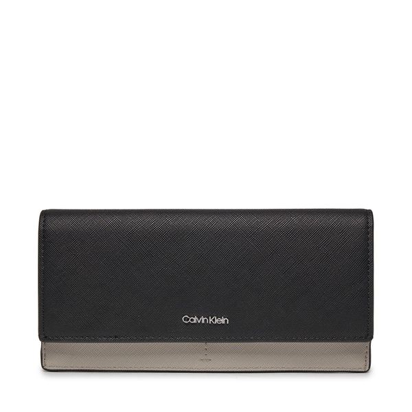 Calvin Klein Velika ženska denarnica Calvin Klein Business Large Trifold_Saffiano K60K611700 Ck Black/Sand Pebble BEH