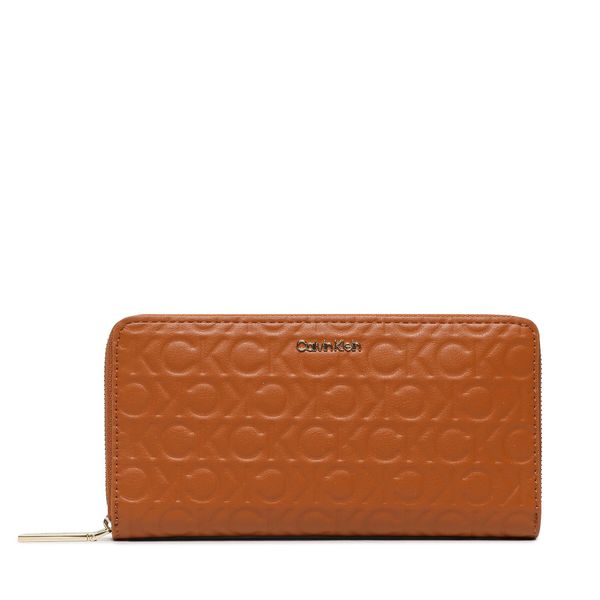 Calvin Klein Velika ženska denarnica Calvin Klein Ck Must Z/A Wallet Lg Embossed K60K610253 Rjava