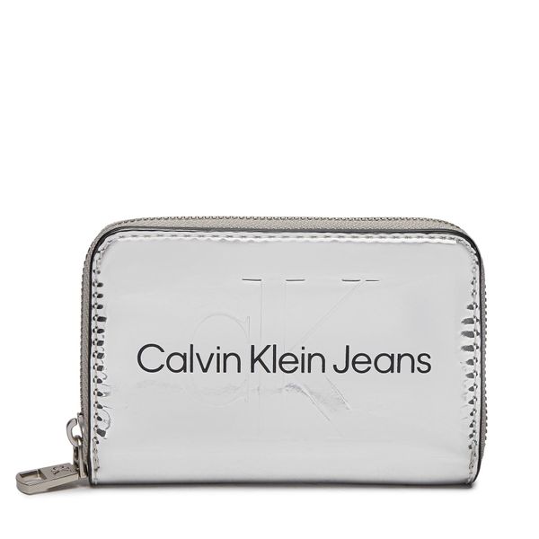 Calvin Klein Jeans Velika ženska denarnica Calvin Klein Jeans Sculpted Med Zip Around Mono S K60K611863 Srebrna