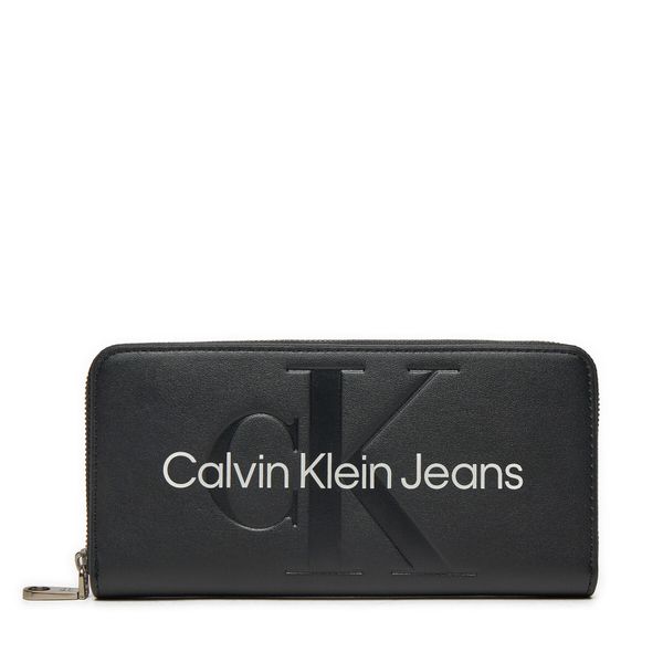 Calvin Klein Jeans Velika ženska denarnica Calvin Klein Jeans Sculpted Mono Zip Around Mono K60K607634 Črna