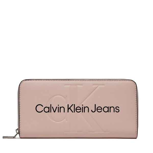Calvin Klein Jeans Velika ženska denarnica Calvin Klein Jeans Sculpted Mono Zip Around Mono K60K607634 Pale Conch TFT