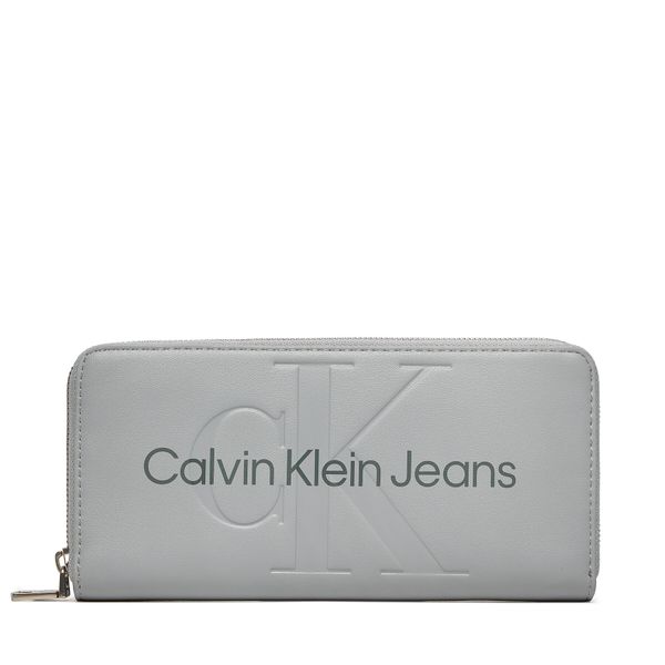 Calvin Klein Jeans Velika ženska denarnica Calvin Klein Jeans Sculpted Zip Around Mono K60K607634 Siva