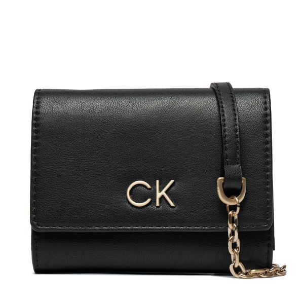 Calvin Klein Velika ženska denarnica Calvin Klein Re-Lock Trifold Md W/Chain K60K611458 Črna