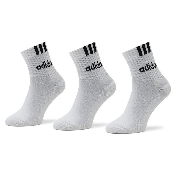 adidas Visoke nogavice Unisex adidas 3-Stripes Linear Half-Crew Cushioned Socks 3 Pairs HT3437 Bela